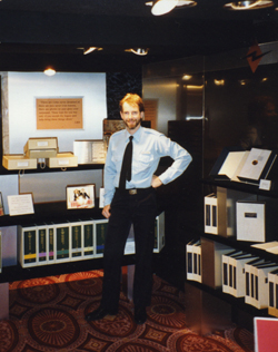 I designed and built the Preservation Exhibit that earned $2+ million Photo of Steve Hall at the Preservation Exhibit, Flag, 1993