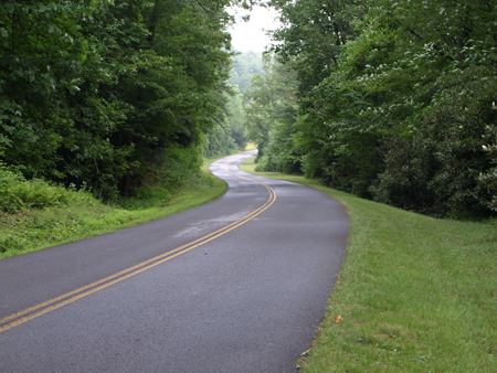 Blue Ridge Parkway built in the 1930s by the CCC Winding road